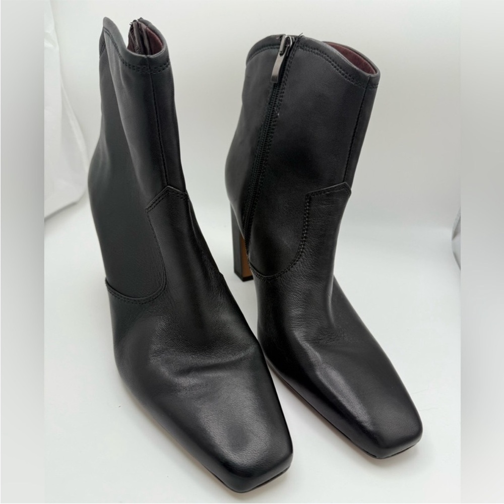Franco Sarto Bayden Black Heeled Leather Boots  Size 9.5